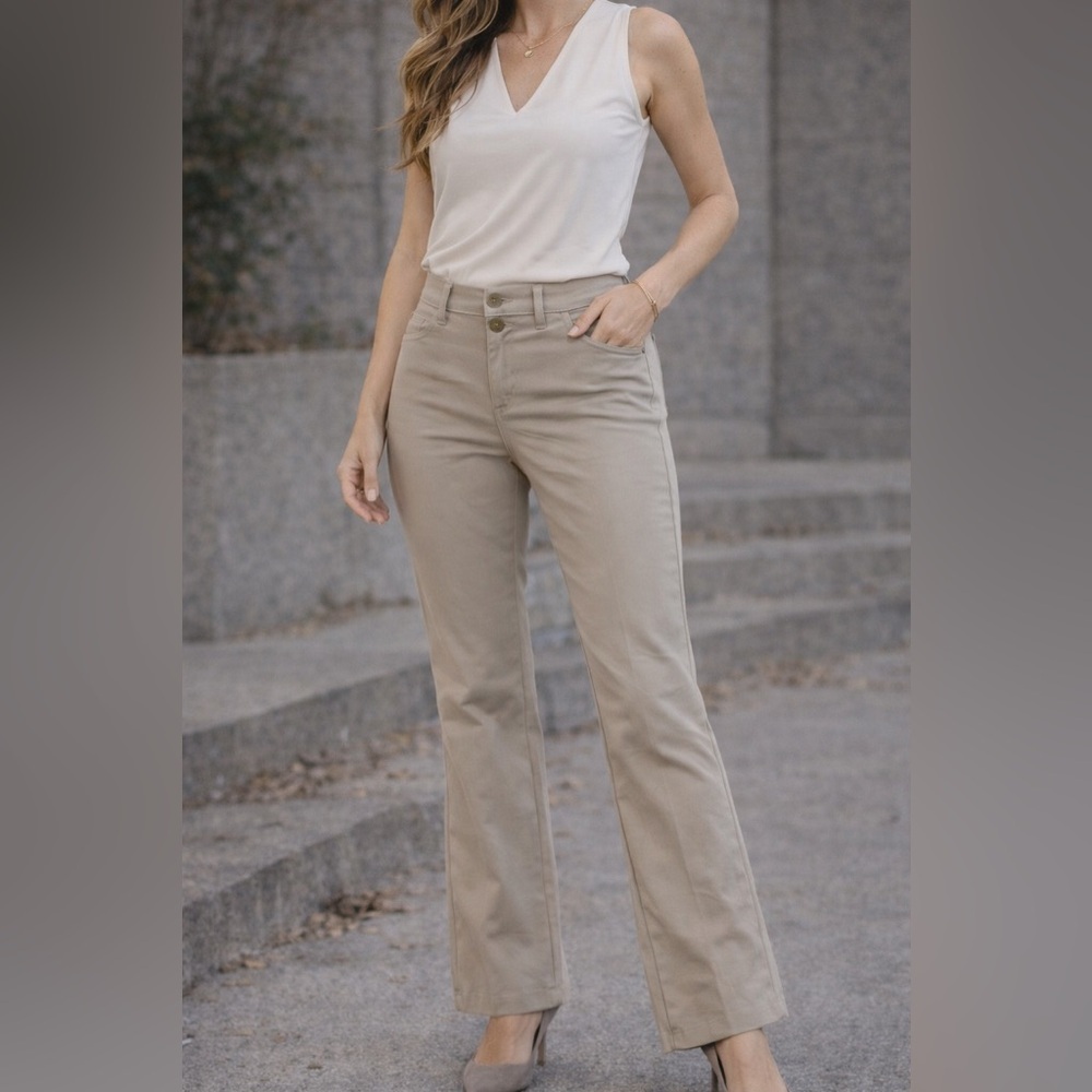 The Limited Lexie Fit Bootcut Pants Khaki Beige Career Stretch 2